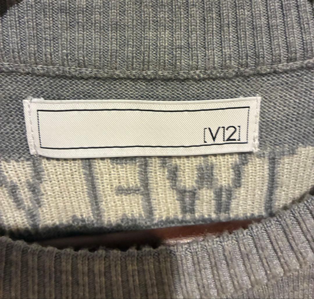 V12 セーター ウール100% Mサイズ V TWELVE ニット グレー