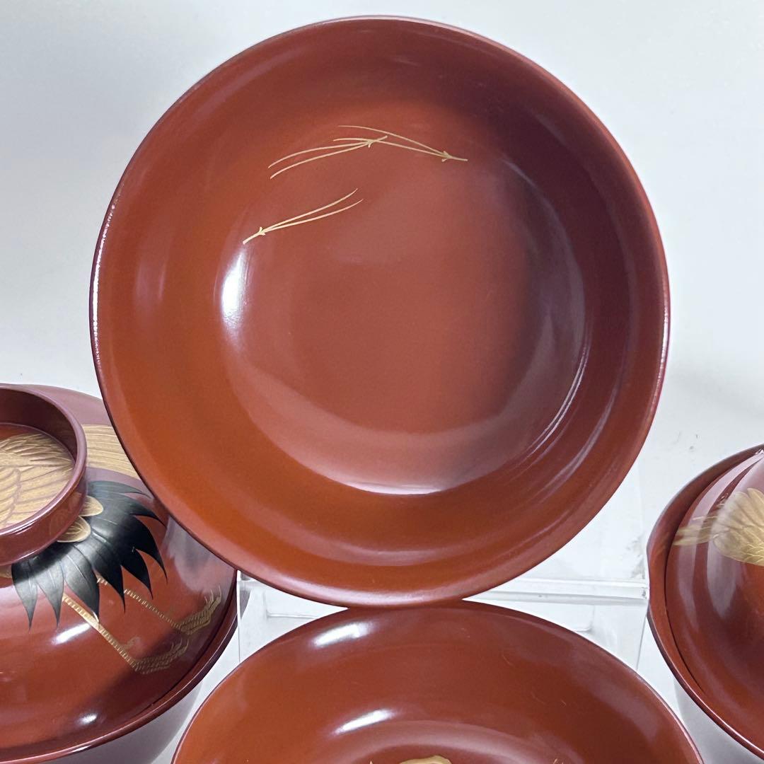 輪島塗 金蒔絵 松鶴 汁椀 吸物椀 10客 漆器