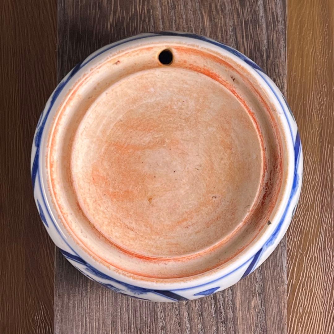 【陶硯】中国青花玉殿陶硯　染付