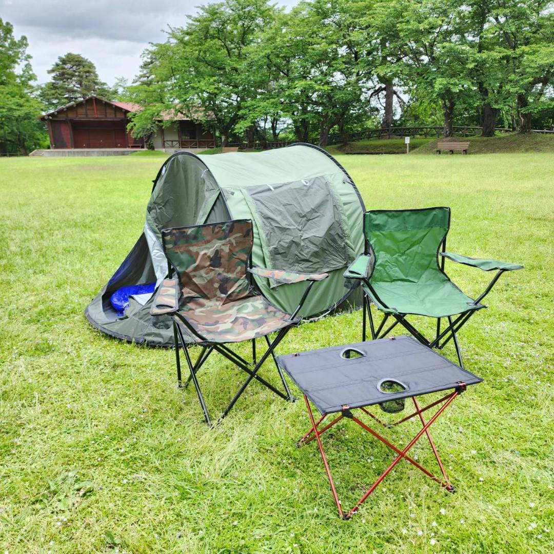 ポップアップテント　アウトドア　キャンプ　ドーム型テント　グリーン&グレー