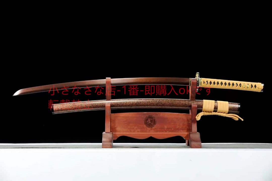 ダマスカス発赤武者刀【千秋】  古兵器 武具 刀装具 日本刀 模造刀 居合刀