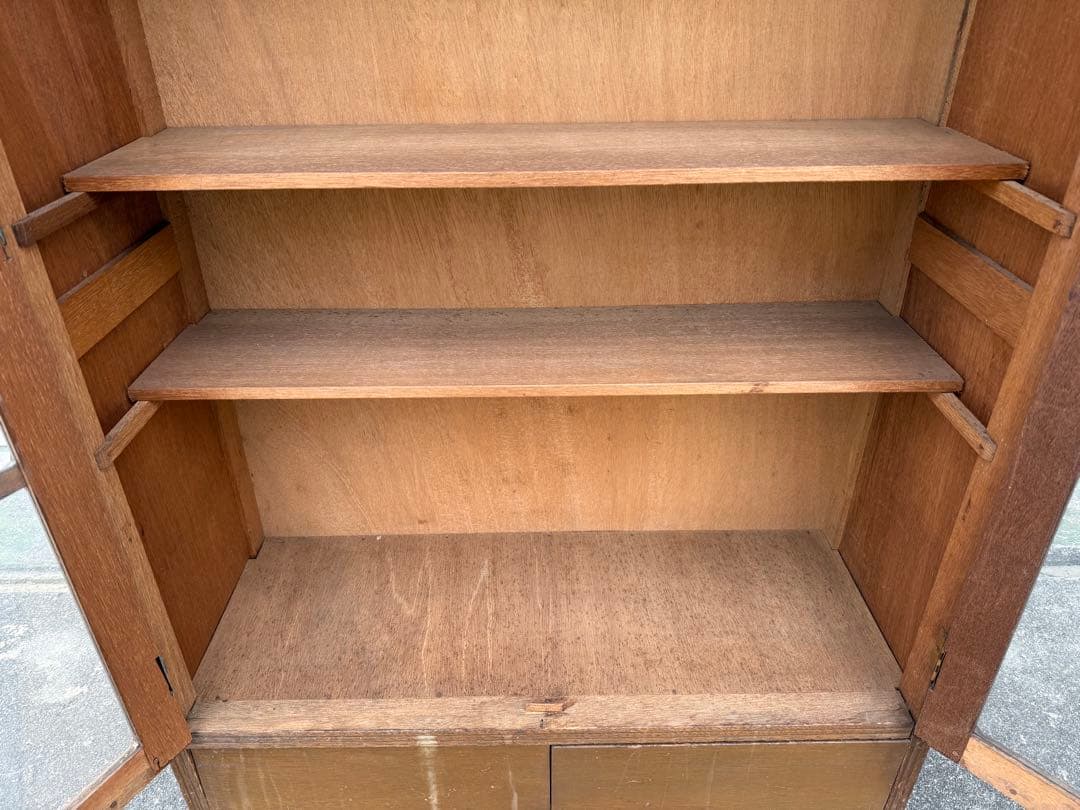 【O-2043】キャビネット ガラス戸棚 昭和レトロ アンティーク