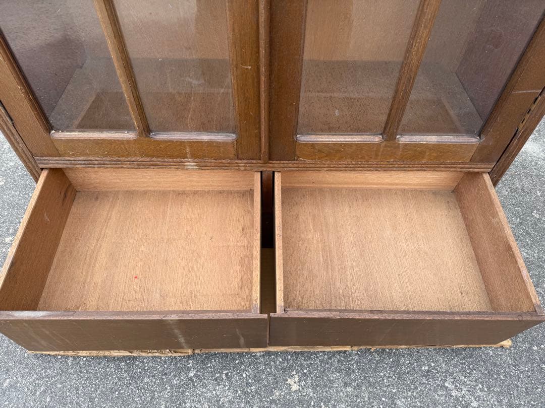 【O-2043】キャビネット ガラス戸棚 昭和レトロ アンティーク