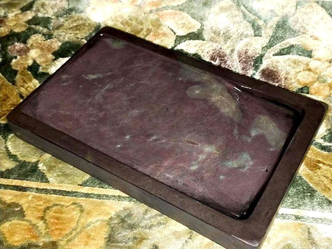 ♥中国　端渓硯　硯　3.9kg　木製ケース付き　端渓　骨董品