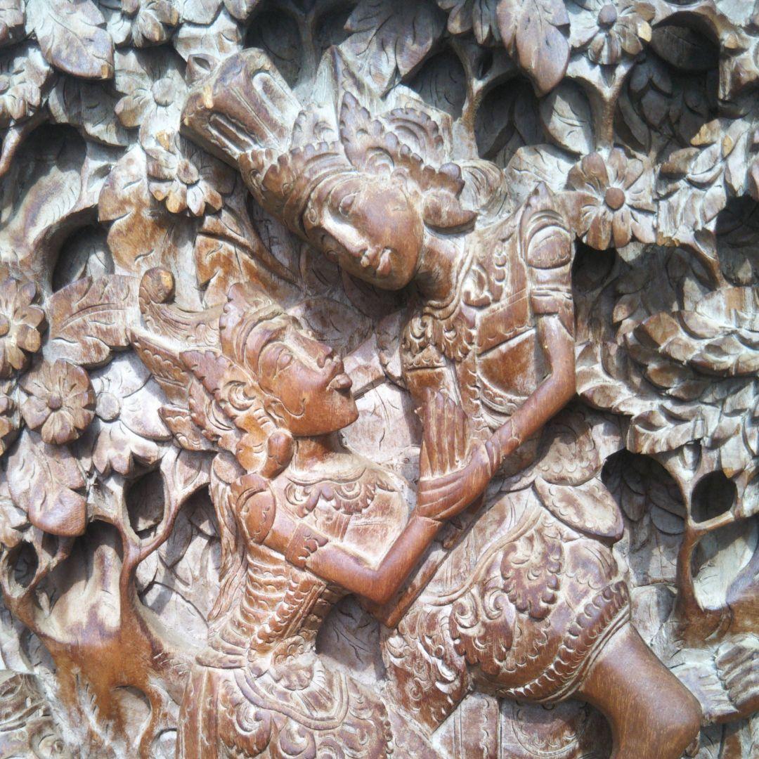 ★大型60cm★目立つ★インドネシア伝統彫り物★手掘り工芸品