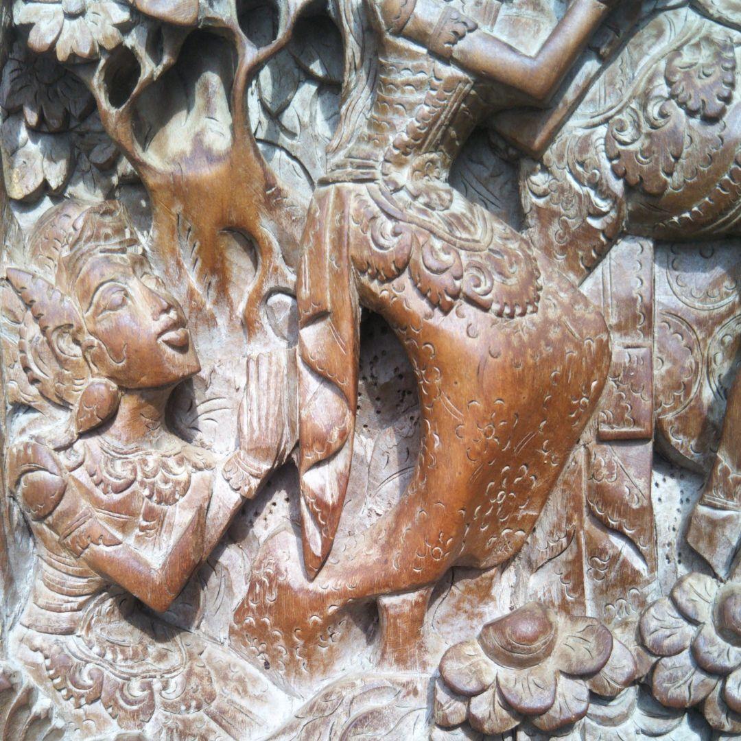 ★大型60cm★目立つ★インドネシア伝統彫り物★手掘り工芸品