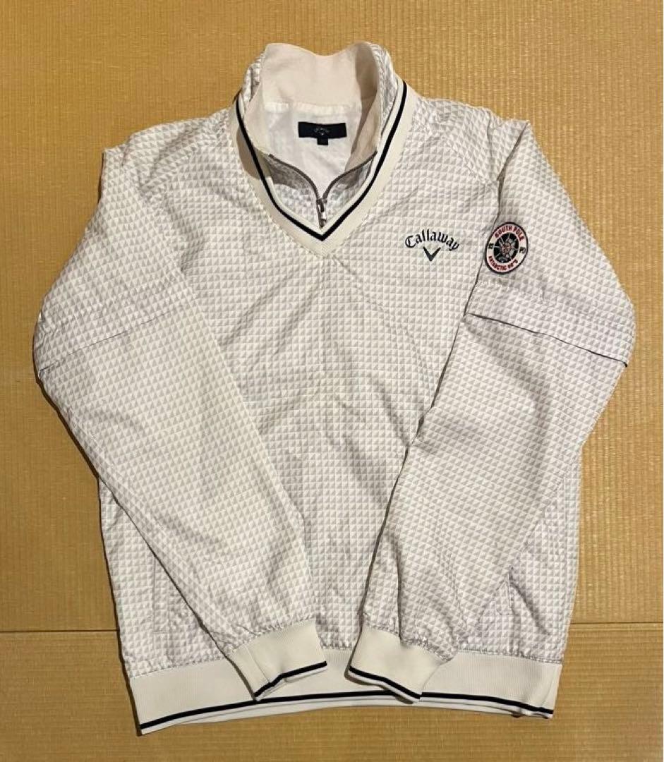 キャロウェイ 4WAY スニード ワッペン ホワイト×グレー プルオーバー L
