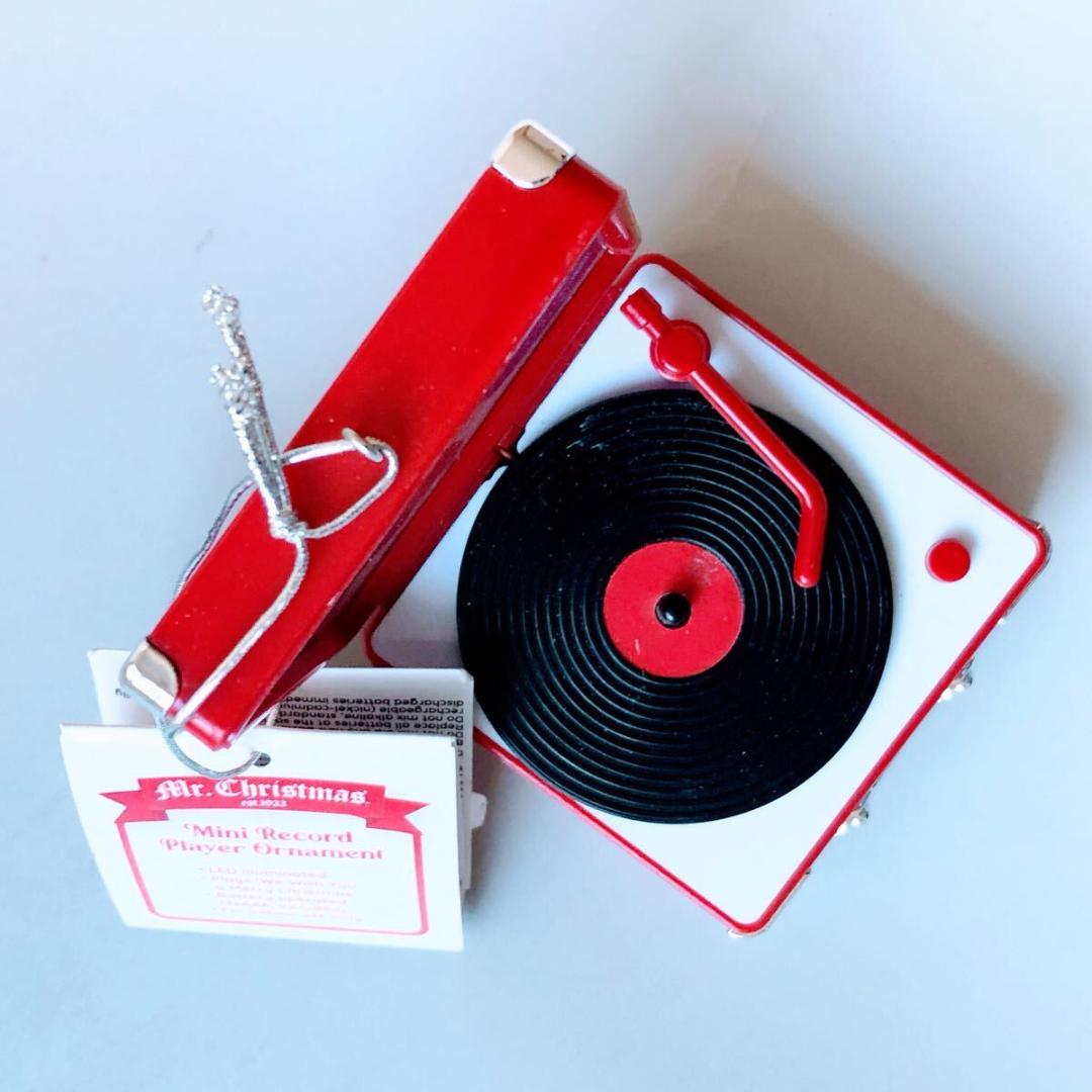 #3884【可愛い】ミスタークリスマス ライトアップ ミニ レコードプレーヤー