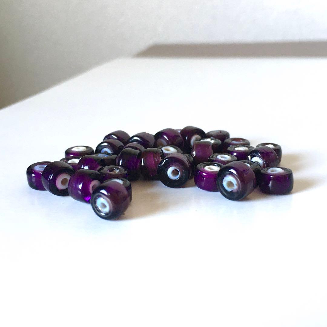 1900s アンティーク ベネチアンビーズ ホワイトハーツ とんぼ玉