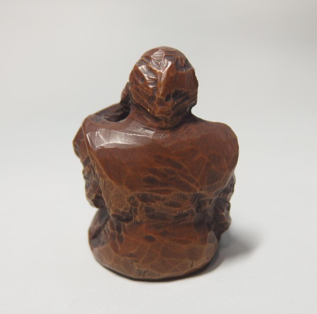 木彫義太夫置物/正次銘/置根付/提げ物