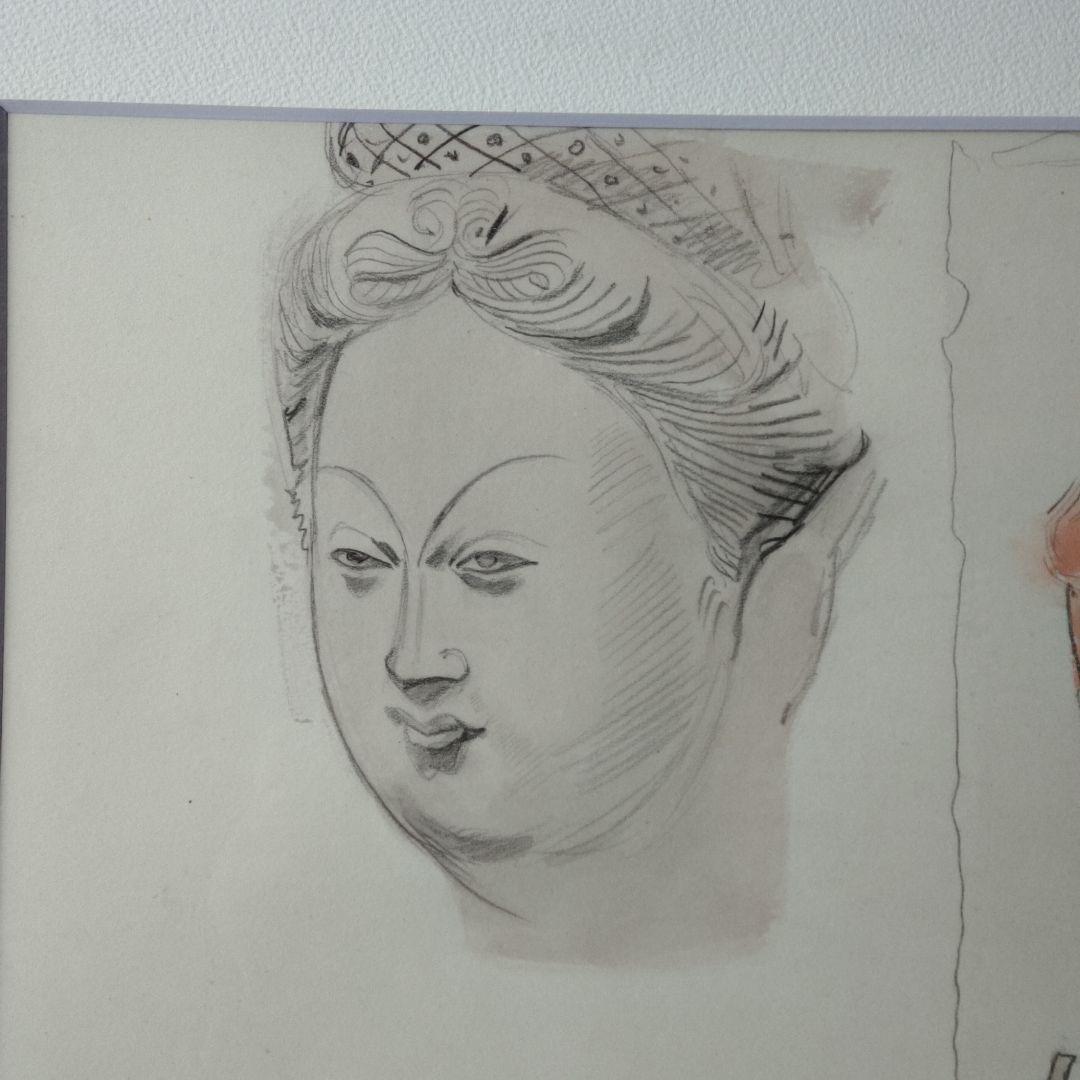 伊東深水　真筆作品　仏画　昭和33年11月パリにて