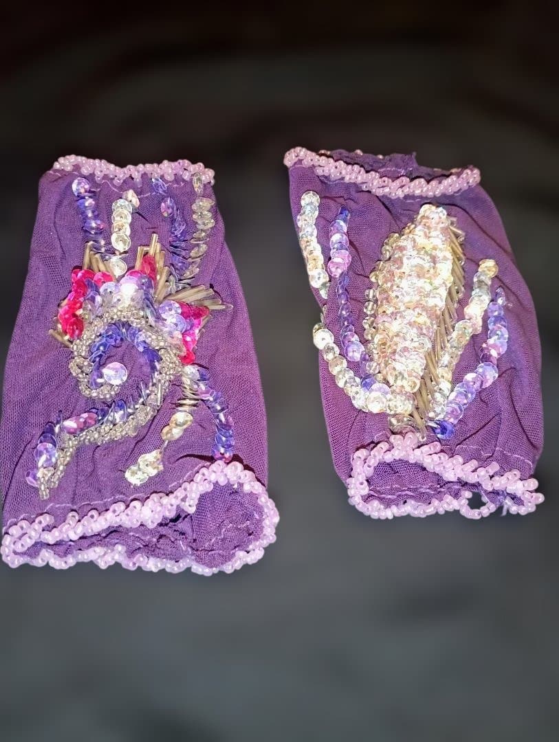 【新品Sale】エジプト製ベリーダンス衣装パープル《花》