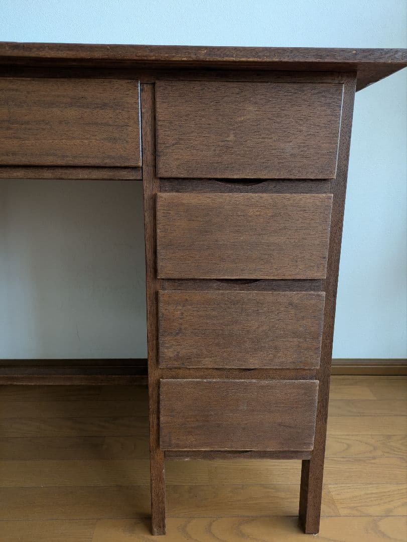 昭和レトロ古い机　木製デスク 片袖机　ヴィンテージ