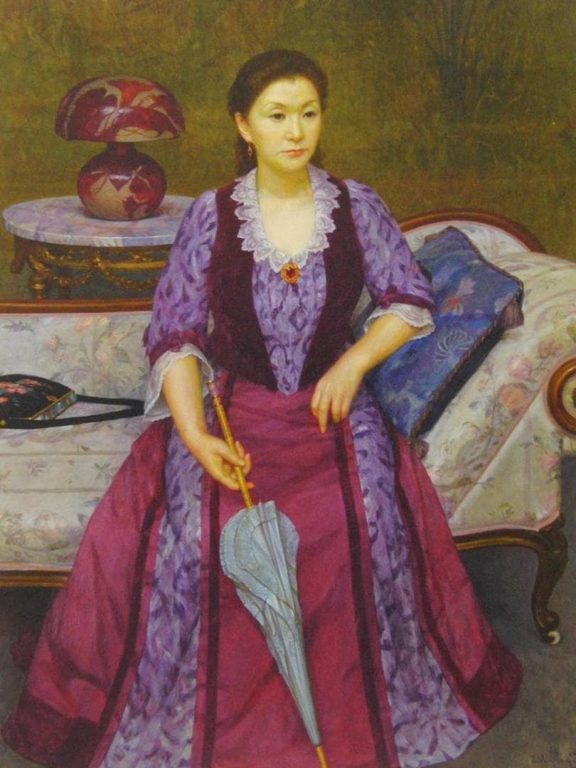 中山忠彦、【E・ガレーのある部屋】、希少な画集画、新品高級額・額装付