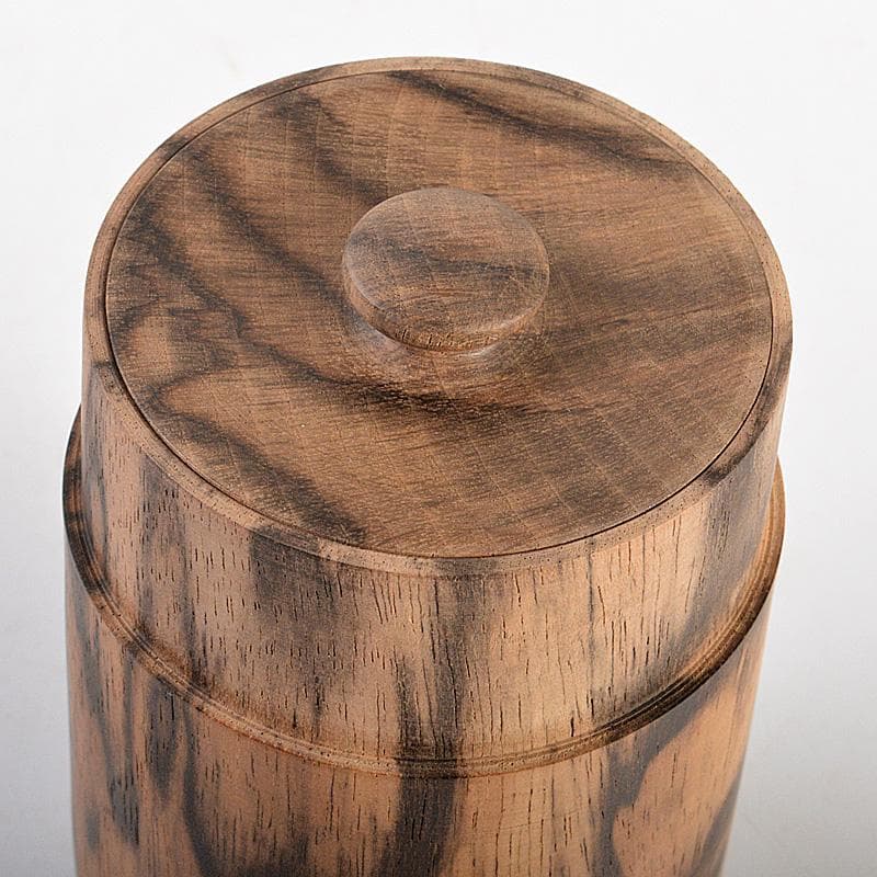 茶道具　黒柿製　黒柿造り　茶筒　共箱　M　6064