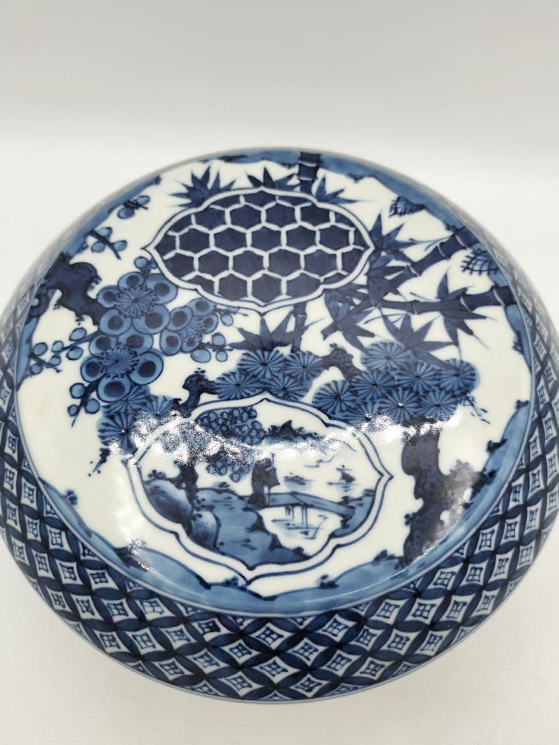 c757 喰籠 染付 松竹梅 手塚充 茶道具 木箱 古物