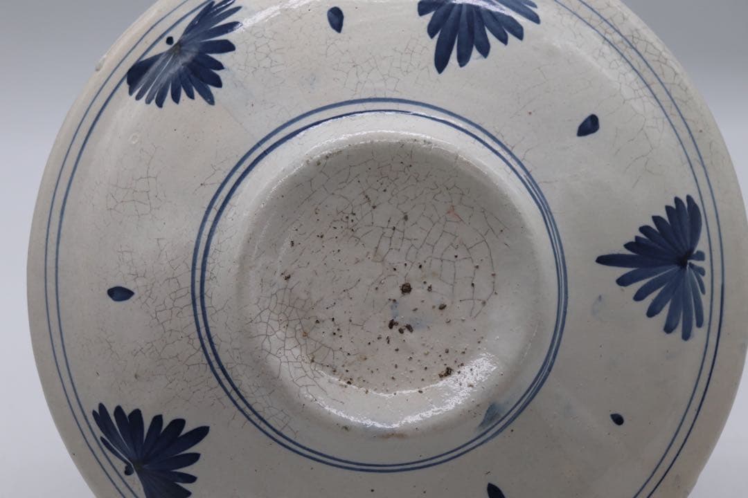 古安南　染付　魚藻紋大皿　送料込み0905