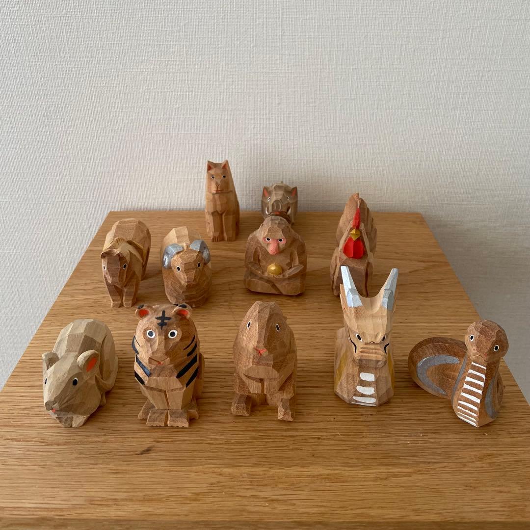 松本明慶　干支　置物　木彫り