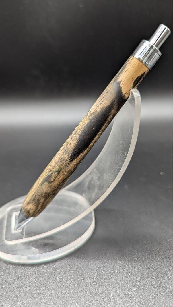 356ペン工房翌檜　特上　黒柿　緑孔雀杢　木軸シャーペン　ボールペン