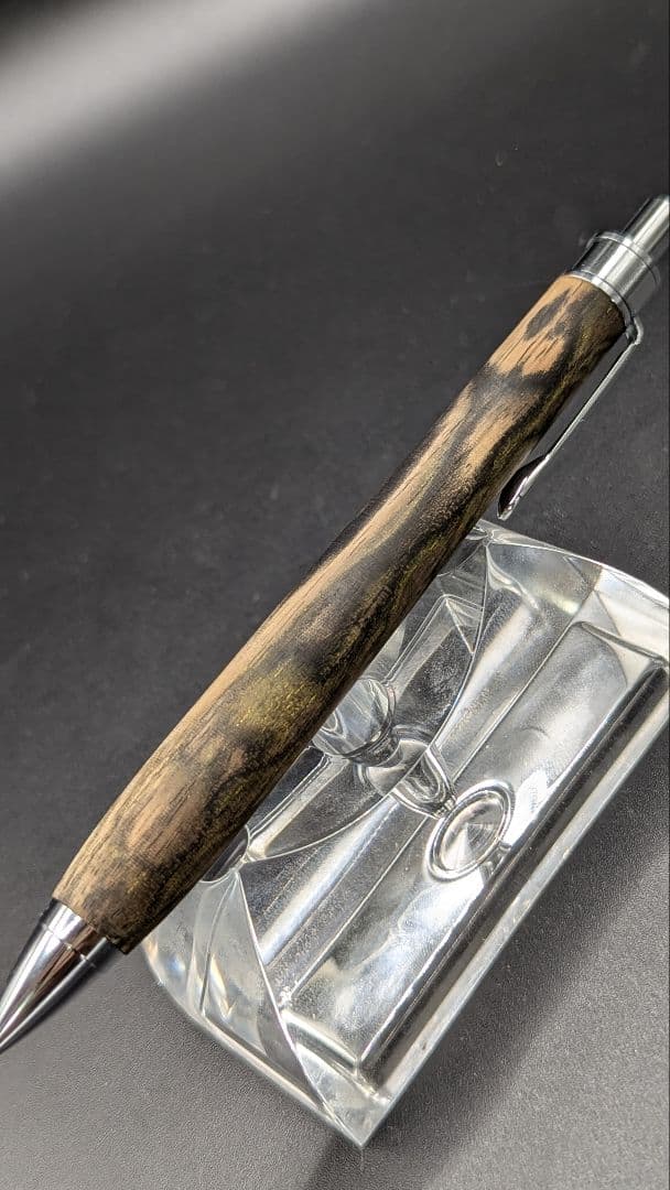 356ペン工房翌檜　特上　黒柿　緑孔雀杢　木軸シャーペン　ボールペン