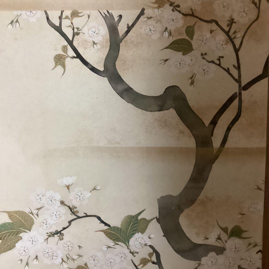 山元春挙　　花鳥図捲り　絹本彩色画　肉筆　落款印譜照合　箱付き　模写　115