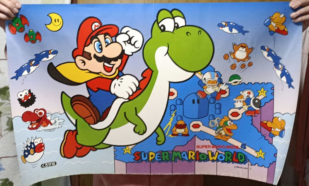 スーパーマリオワールド くろがね　激レアポスター　裏は漢字