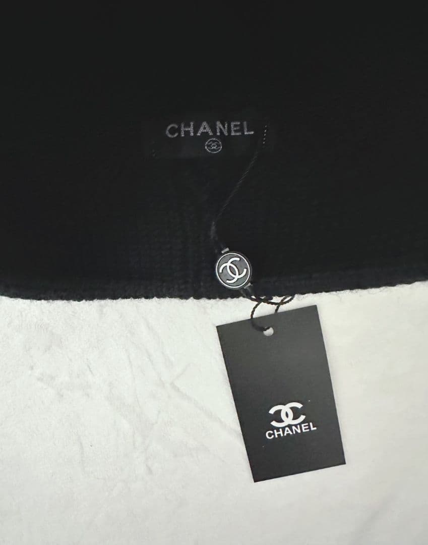CHANEL ブラック ニット帽 編み込みデザイン新品タグ付