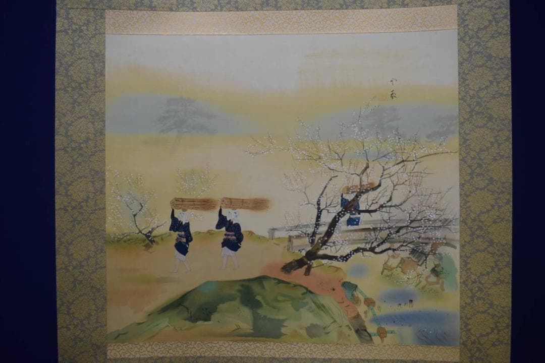 複製/堂本印象/桜花大原女図/工芸/布袋屋掛軸HI-24