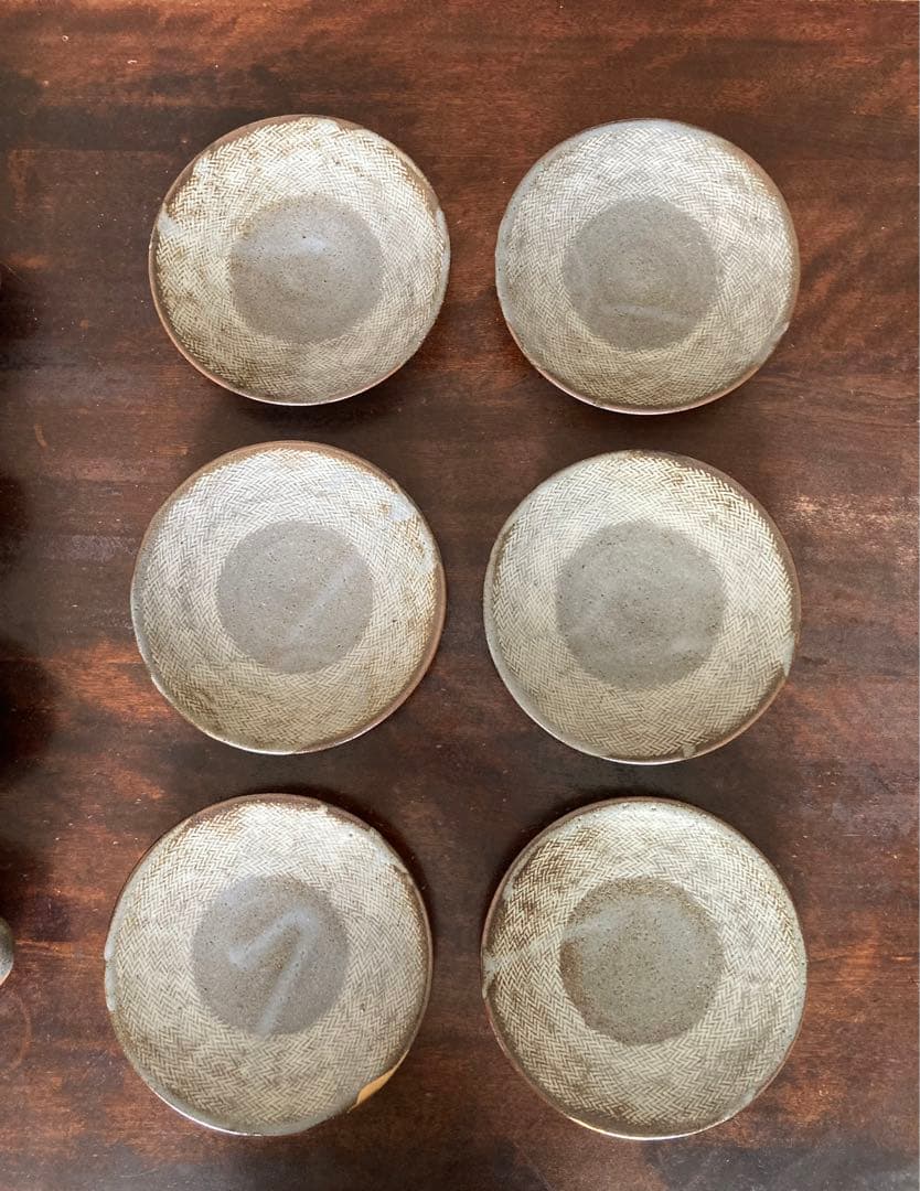 人間国宝　島岡達三　地釉縄文象嵌スープセット