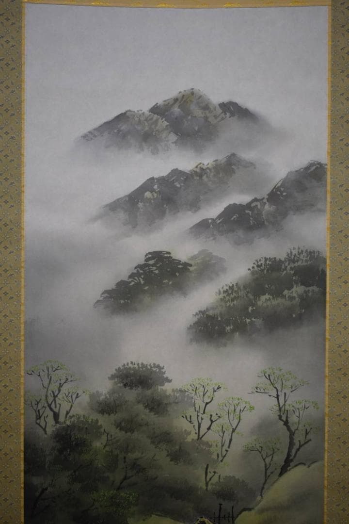 真作/西脇繁華/山水帰漁図/桐共箱付/布袋屋掛軸HG-330