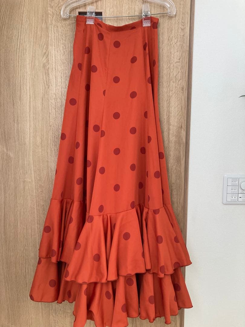 マリキータ　フラメンコ スカート、エプロン、ピキージョ3点セット　オレンジ