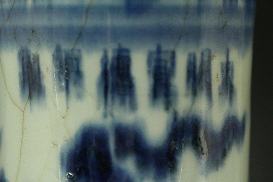 中国美術 青花 纏龍紋 天球瓶 高42cm(LC598)