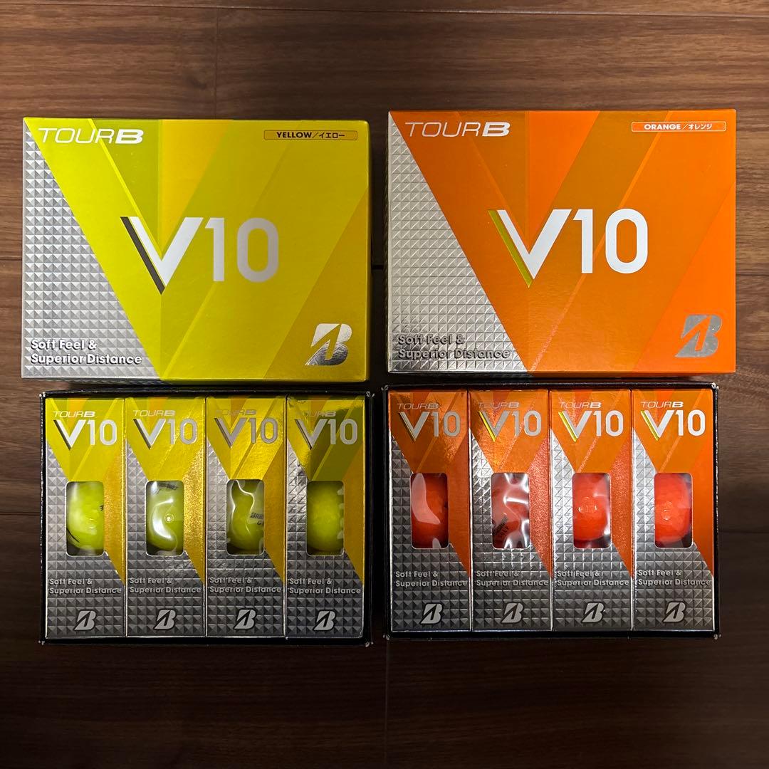 ブリヂストン tourBV10 ゴルフボール イエロー1ダース、オレンジ1ダース