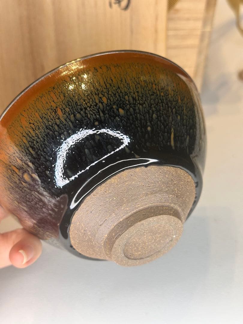 中国 天目 建盏 銀覆輪 茶碗 美しい釉景 共箱 茶道具 古陶磁