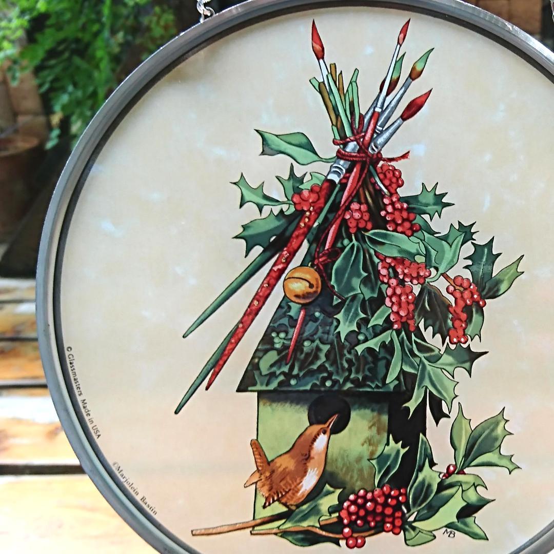 新品バスティン ステンドグラスHollyヒイラギ グラスマスターズ社 クリスマス