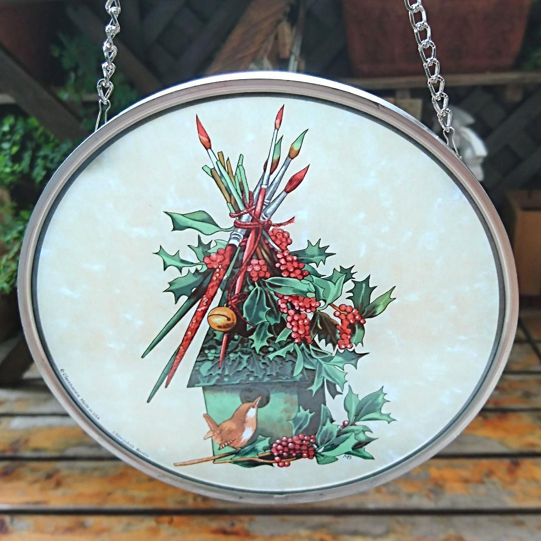 新品バスティン ステンドグラスHollyヒイラギ グラスマスターズ社 クリスマス