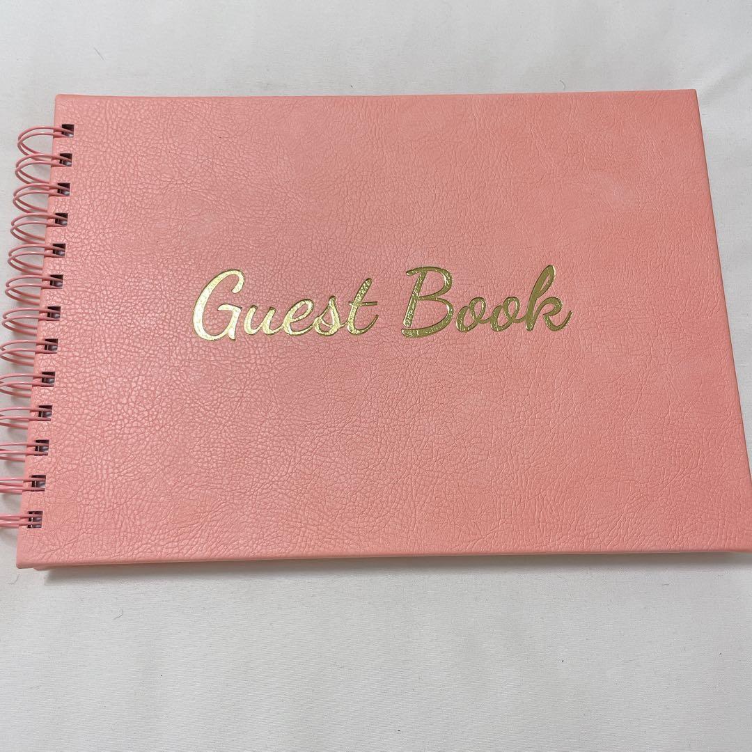 サインペン付き　ゲストブック 芳名帳 サインブック 100ページ ピンク