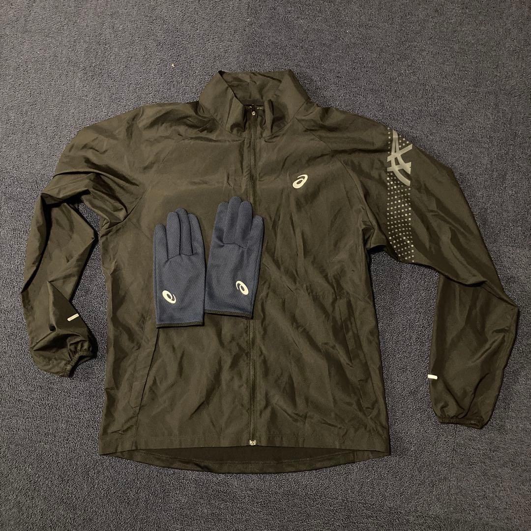 asics ランニングウェア　Lサイズ　上下セット 手袋付き