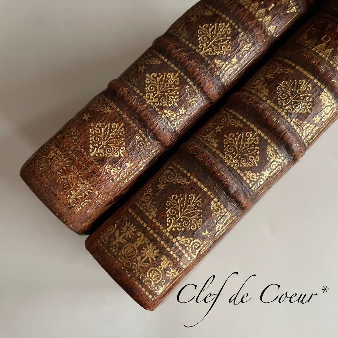 0226F フランスアンティーク 300年超 総革装丁 洋書古書 ディスプレイ本