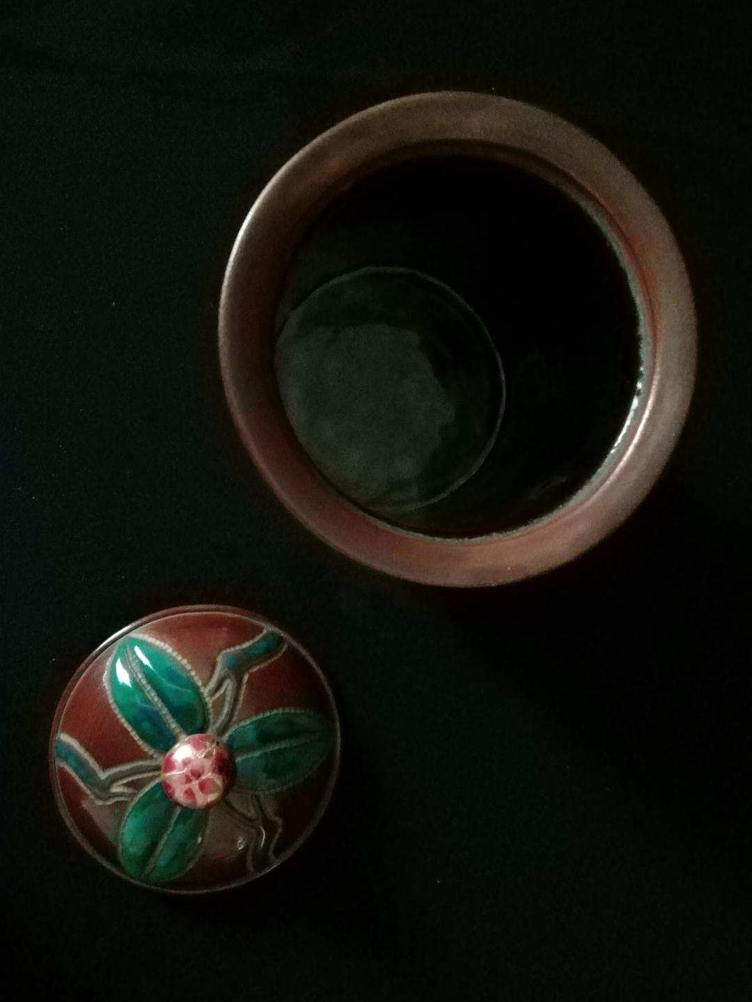 逸品　珍品　安藤七宝A　銅製　槌起七宝　盆　小物入れ　銘々皿　和骨董アンティーク