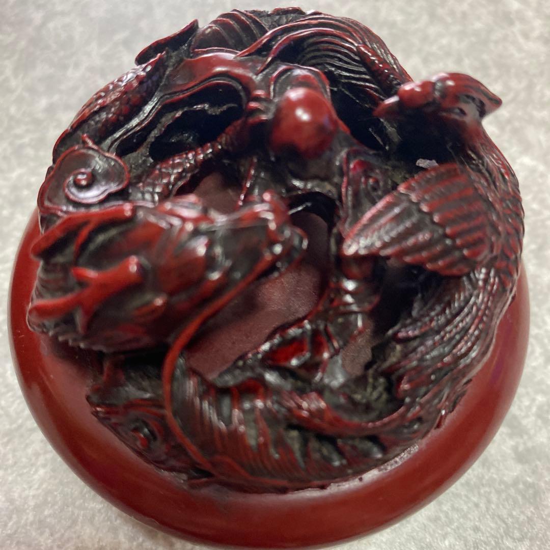 中国　工芸品　漆器　小物入　骨董品