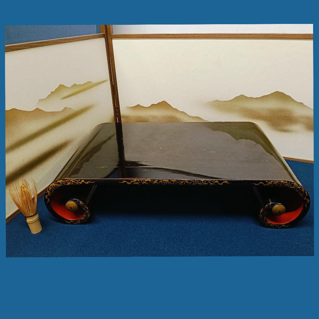 AL43 輪島塗 時代物 巻卓巻足 花台 香炉台 盆栽台 絵違え 木箱入