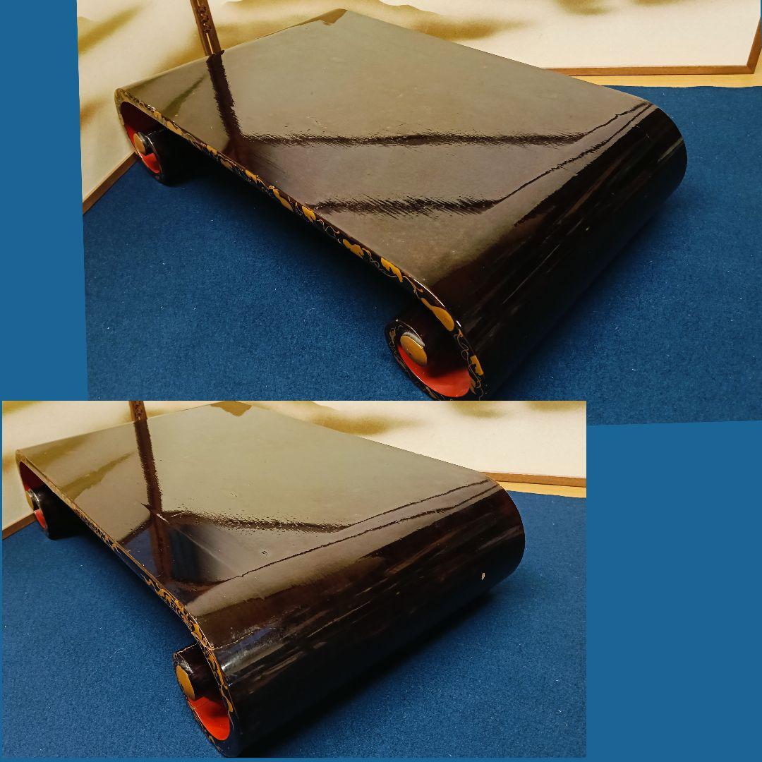 AL43 輪島塗 時代物 巻卓巻足 花台 香炉台 盆栽台 絵違え 木箱入