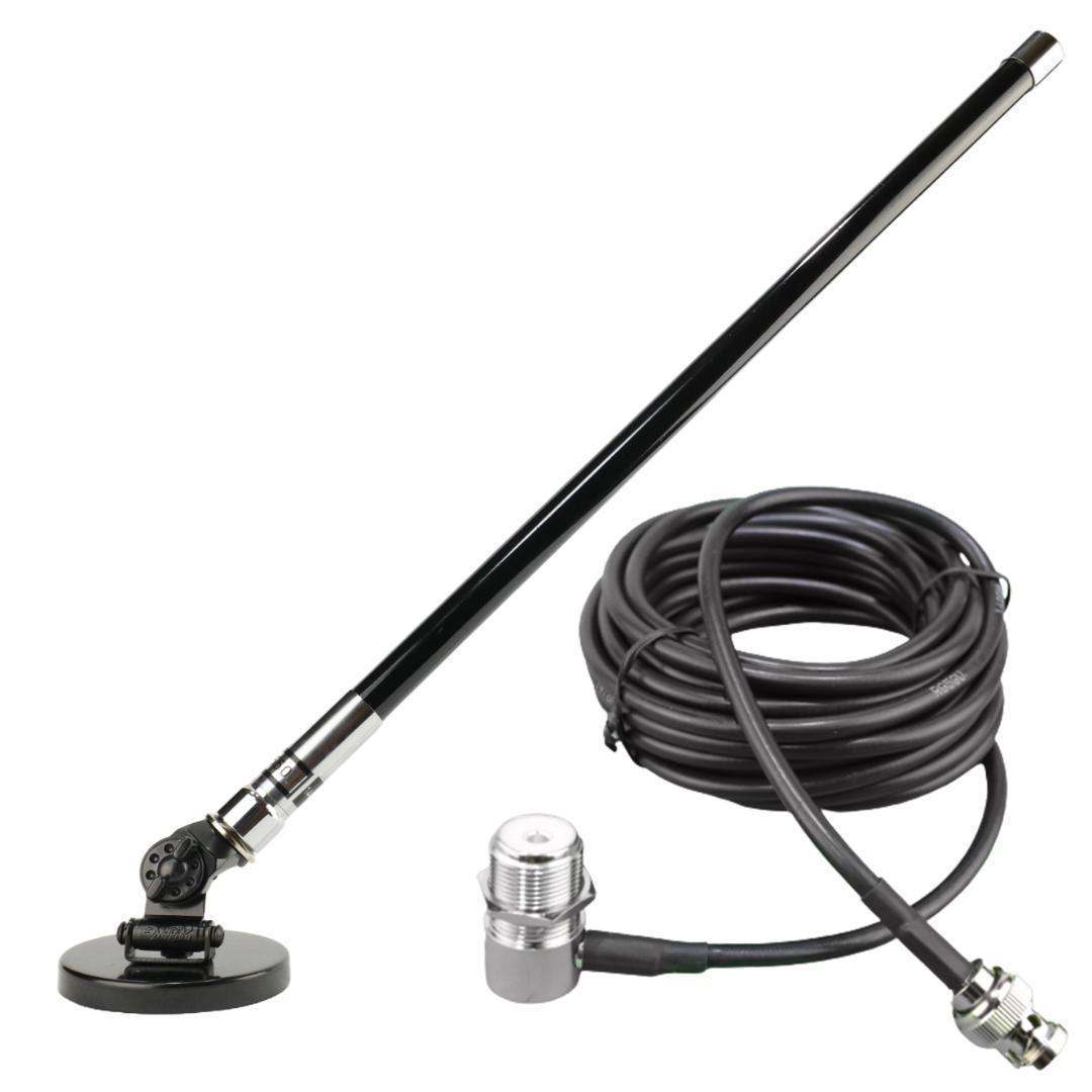 ２set　55㎝アンテナ(黒）+２軸可動マグネット基台+同軸ケーブル5m　BNC