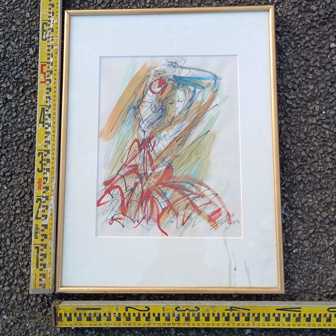 3516）頓宮隆輔　水彩画　「女性図」