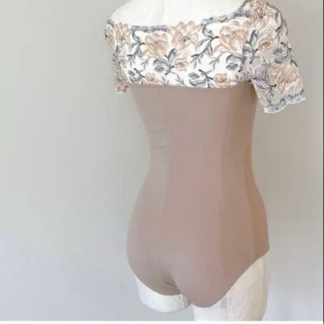 花柄レース　オフショルダー　バレエレオタード