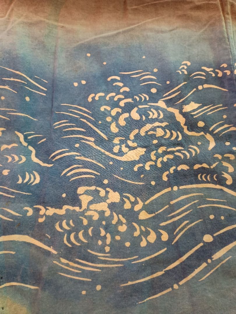 木綿の筒描 はんてん 波に ほら貝 古布