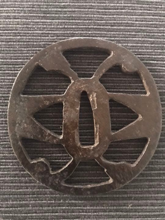 鍔　尾張鍔　風神雷太鼓　大刀用鉄鍔　古鍔