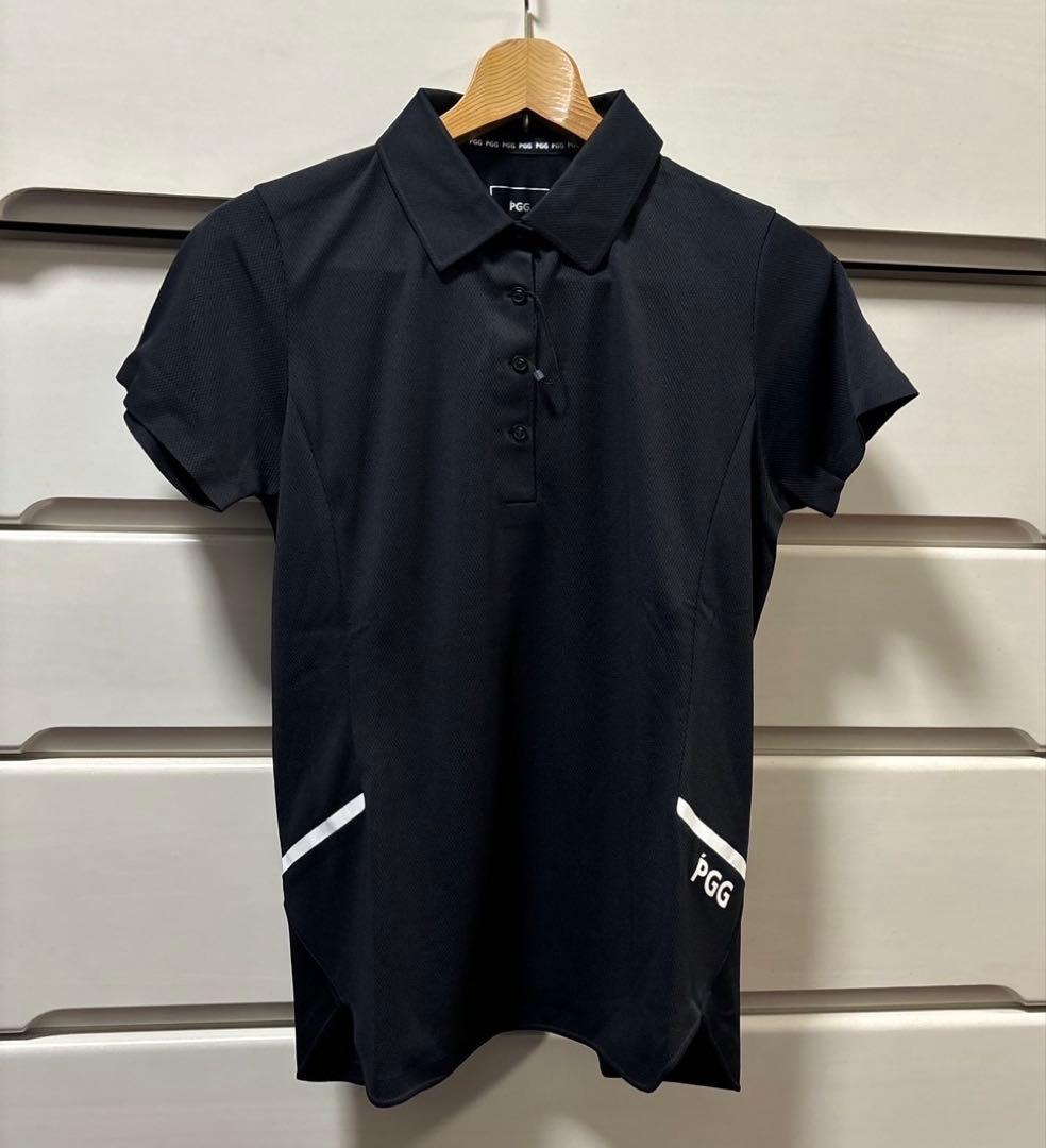 パーリーゲイツ　PGG ポリエステルメッシュポロシャツブラックサイズ1