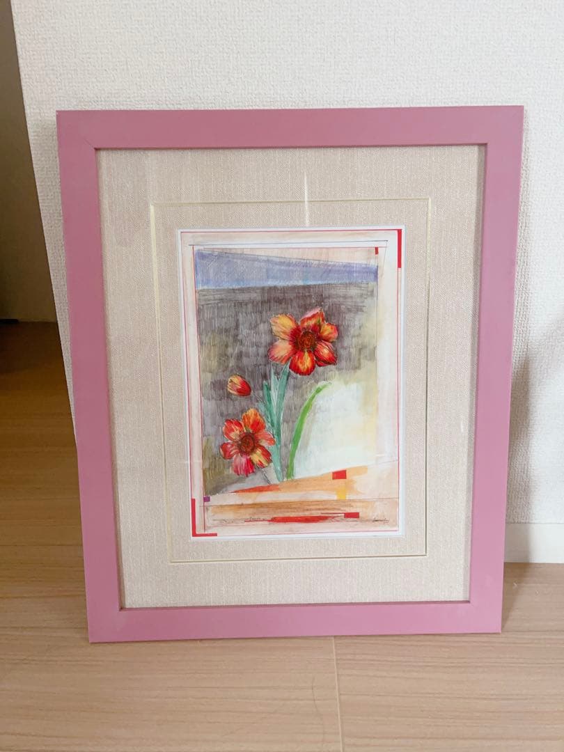 アート 風水 額付き おしゃれ 絵 額入り 花 ピンク インテリア 絵画